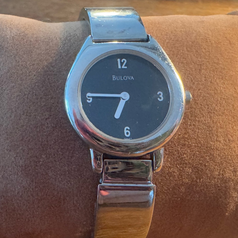 Ladies Bulova Stainless Steel Watch with Buckle Clasp